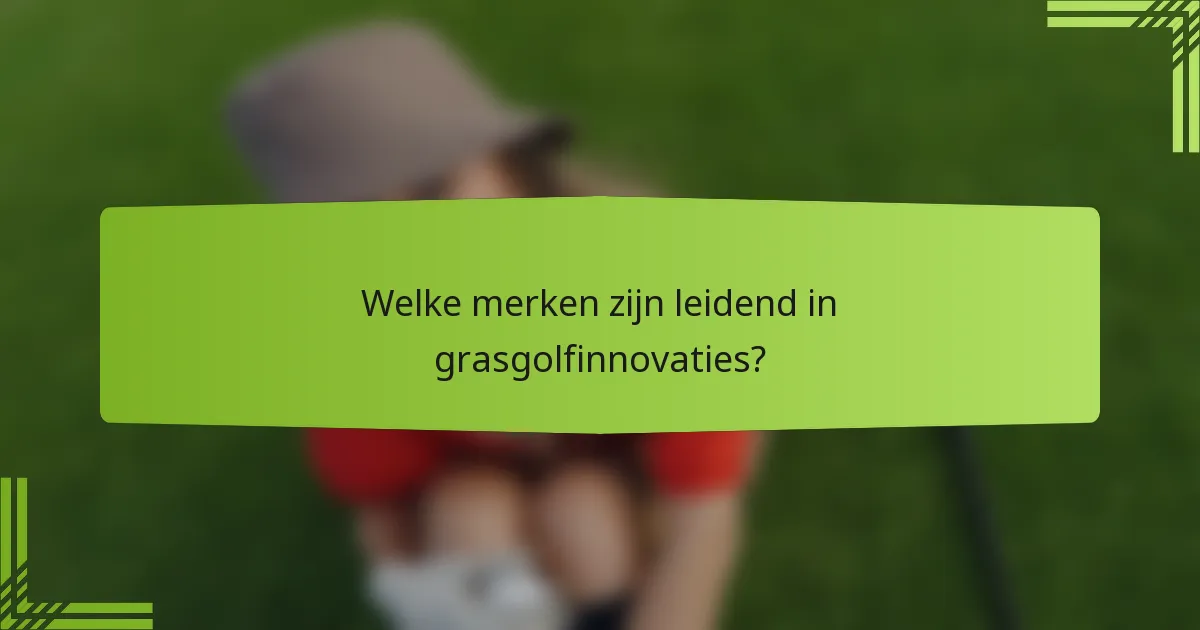 Welke merken zijn leidend in grasgolfinnovaties?